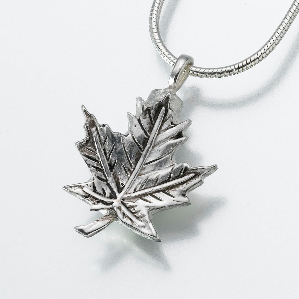 Sterling Silver Maple  Leaf Pendant Cremation Jewelry