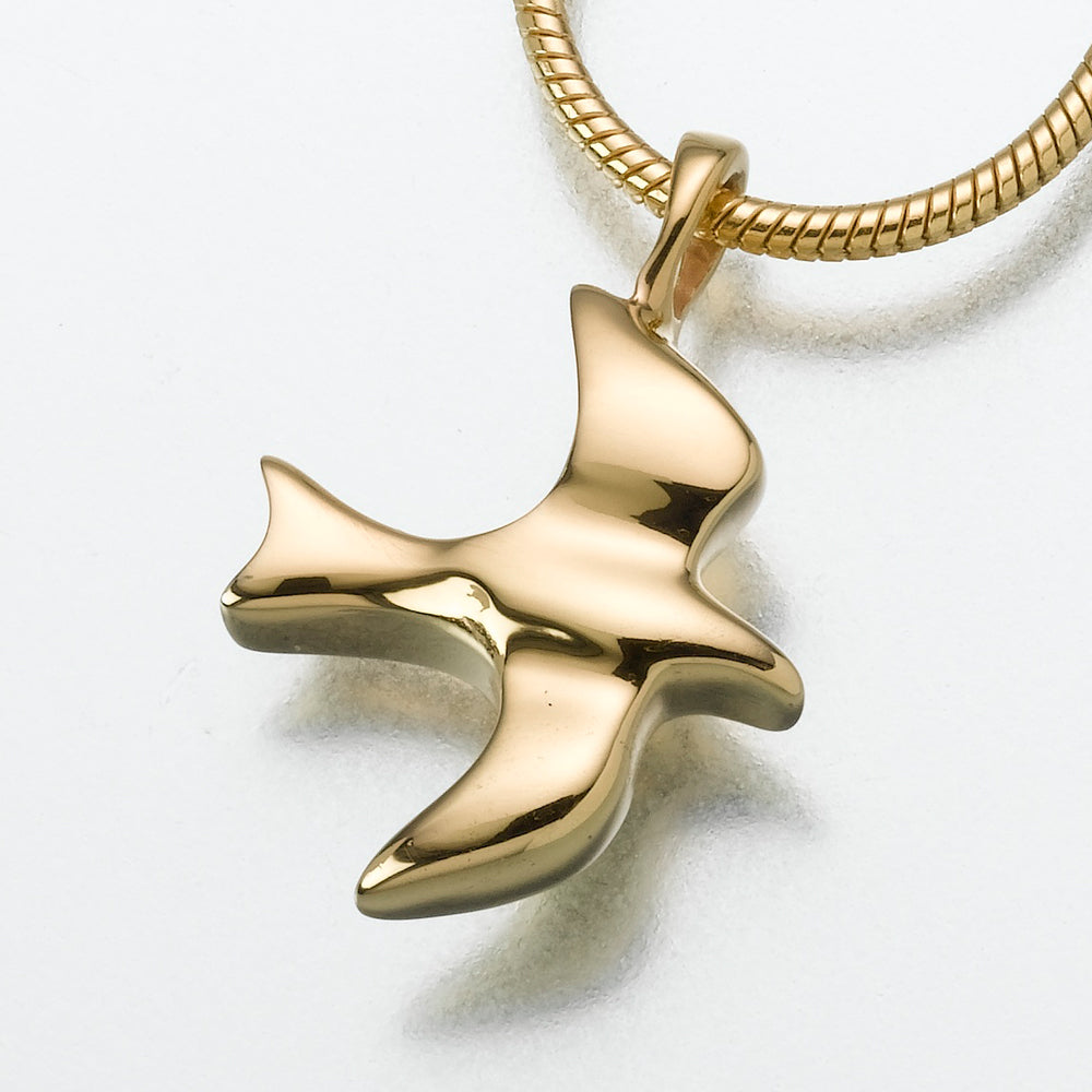 Gold Vermeil Dove Pendant Cremation Jewelry