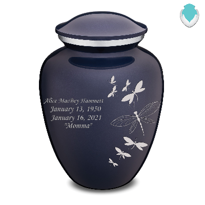 Medium Embrace Cobalt Blue Dragonflies Cremation Urn