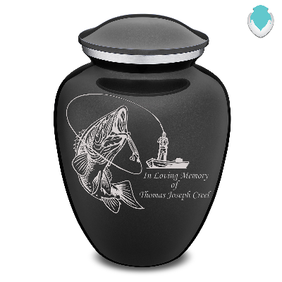 Adult Embrace Charcoal Grey Fishing Cremation Urn