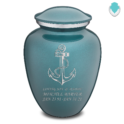 Adult Teal Embrace Anchor Cremation Urn