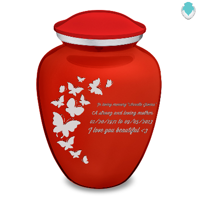 Adult Embrace Bright Red Butterfly Cremation Urn