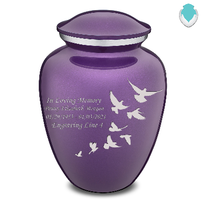Medium Purple Embrace Doves Cremation Urn