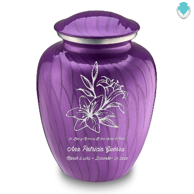 Adult Embrace Pearl Purple Lily Cremation Urn