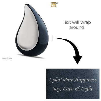Medium TearDrop Brushed Pewter Midnight Cremation Urn