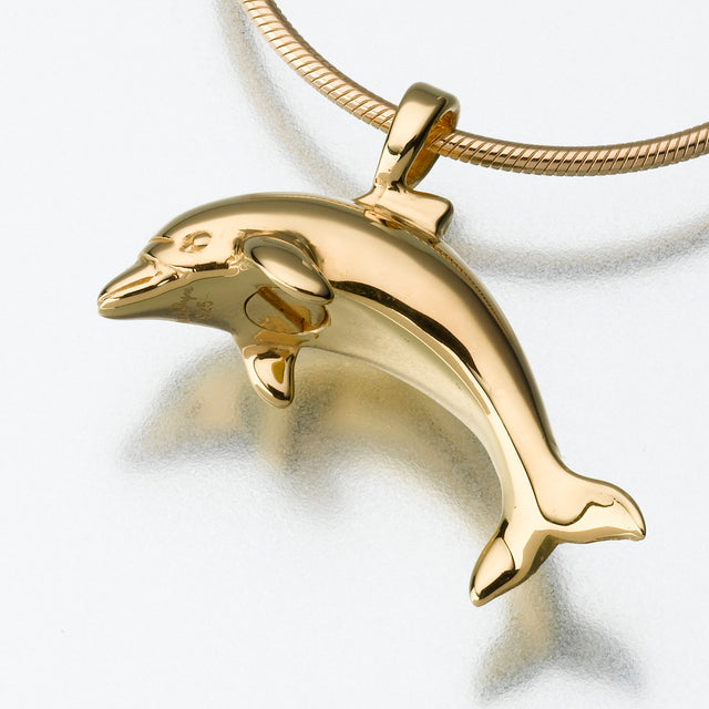 Gold Vermeil  Dolphin Pendant Cremation Jewelry