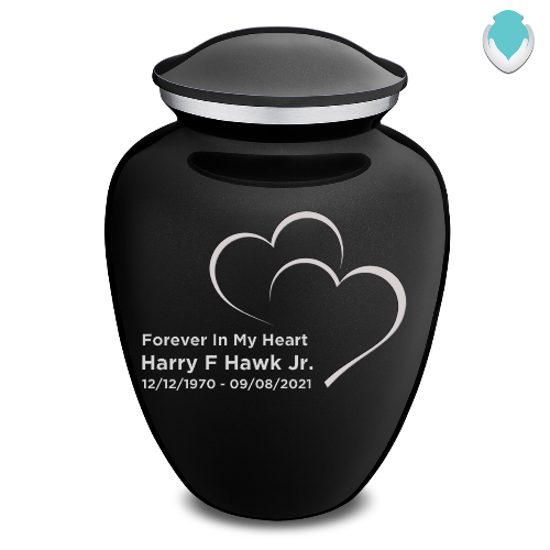 Adult Embrace Black Hearts Cremation Urn