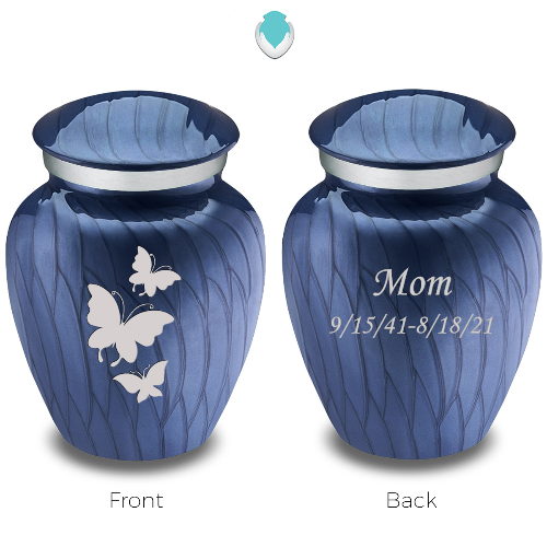 Keepsake Embrace Pearl Cobalt Blue Butterflies Cremation Urn