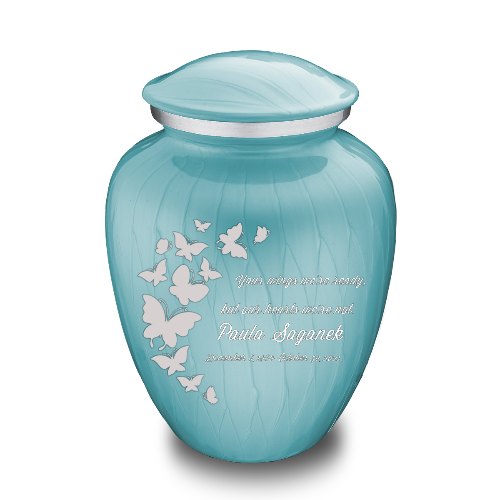Adult Embrace Pearl Light Blue Butterfly Cremation Urn