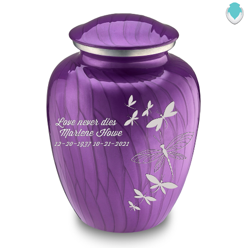 Adult Embrace Pearl Purple Dragonflies Cremation Urn