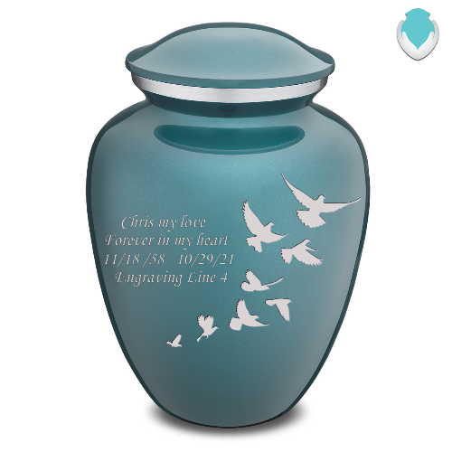 Adult Embrace Teal Doves Cremation Urn