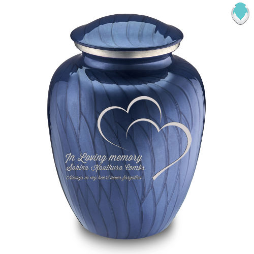 Adult Embrace Pearl Cobalt Blue Hearts Cremation Urn