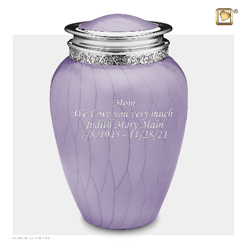 Adult Blessing Pearl Lavender Silver Cremation Urn