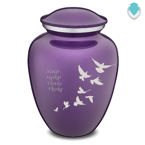 Medium Embrace Purple Doves Cremation Urn