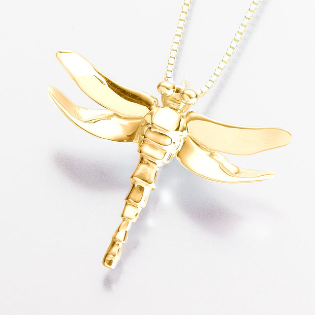 Gold Vermeil Dragonfly Pendant Cremation Jewelry