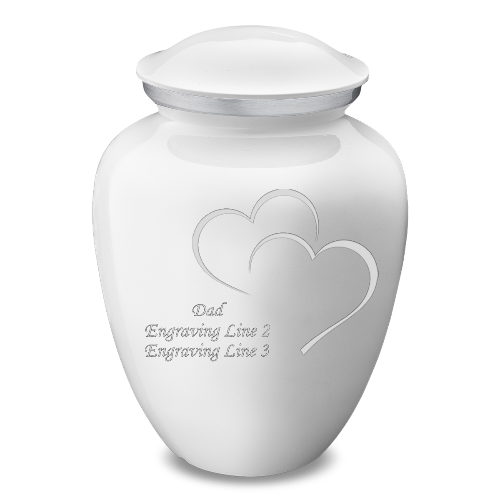 Medium Embrace White Hearts Cremation Urn