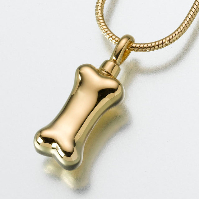 Gold Vermeil Dog Bone Pendant Cremation Jewelry