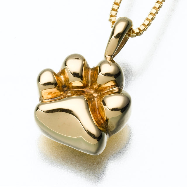 Gold Vermeil Paw Pendant Cremation Jewelry