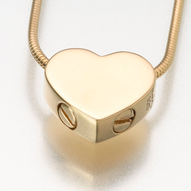 Gold Vermeil Double Chamber Slide Heart Pendant Cremation Jewelry
