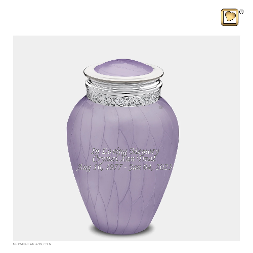 Medium Blessing Pearl Lavender Silver Cremation Urn