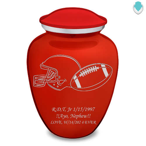 Medium Embrace Bright Red Football Cremation Urn