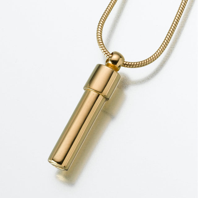 Gold Vermeil  Double Chamber Cylinder Pendant Cremation Jewelry
