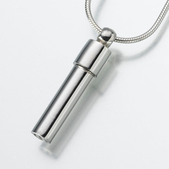 Sterling Silver Double Chamber Cylinder Pendant Cremation Jewelry