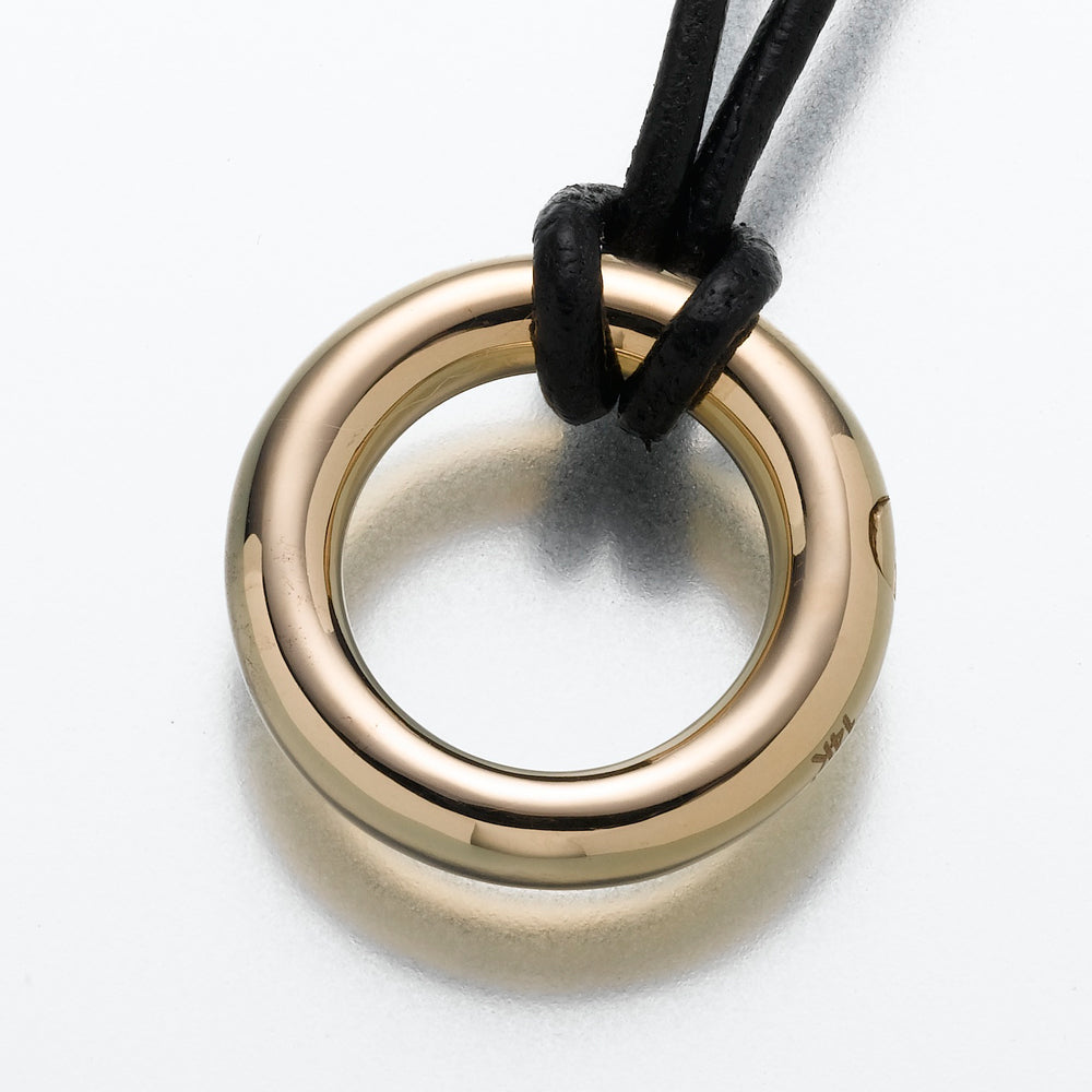 14K Yellow Gold Eternity Pendant Cremation Jewelry with black thread