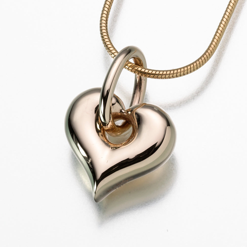 Gold Vermeil Puff Heart Pendant with Loop Cremation Jewelry