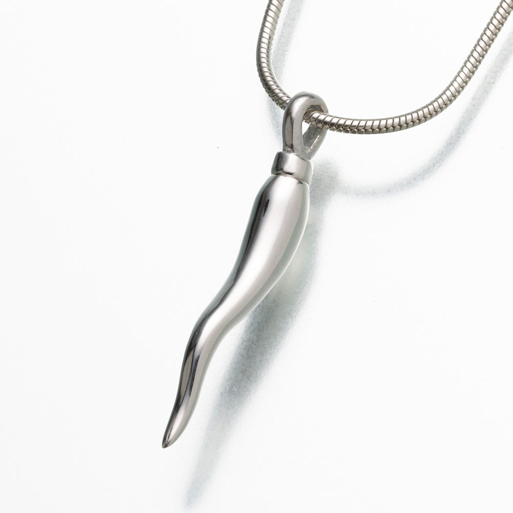 Sterling Silver Italian Horn Pendant Cremation Jewelry