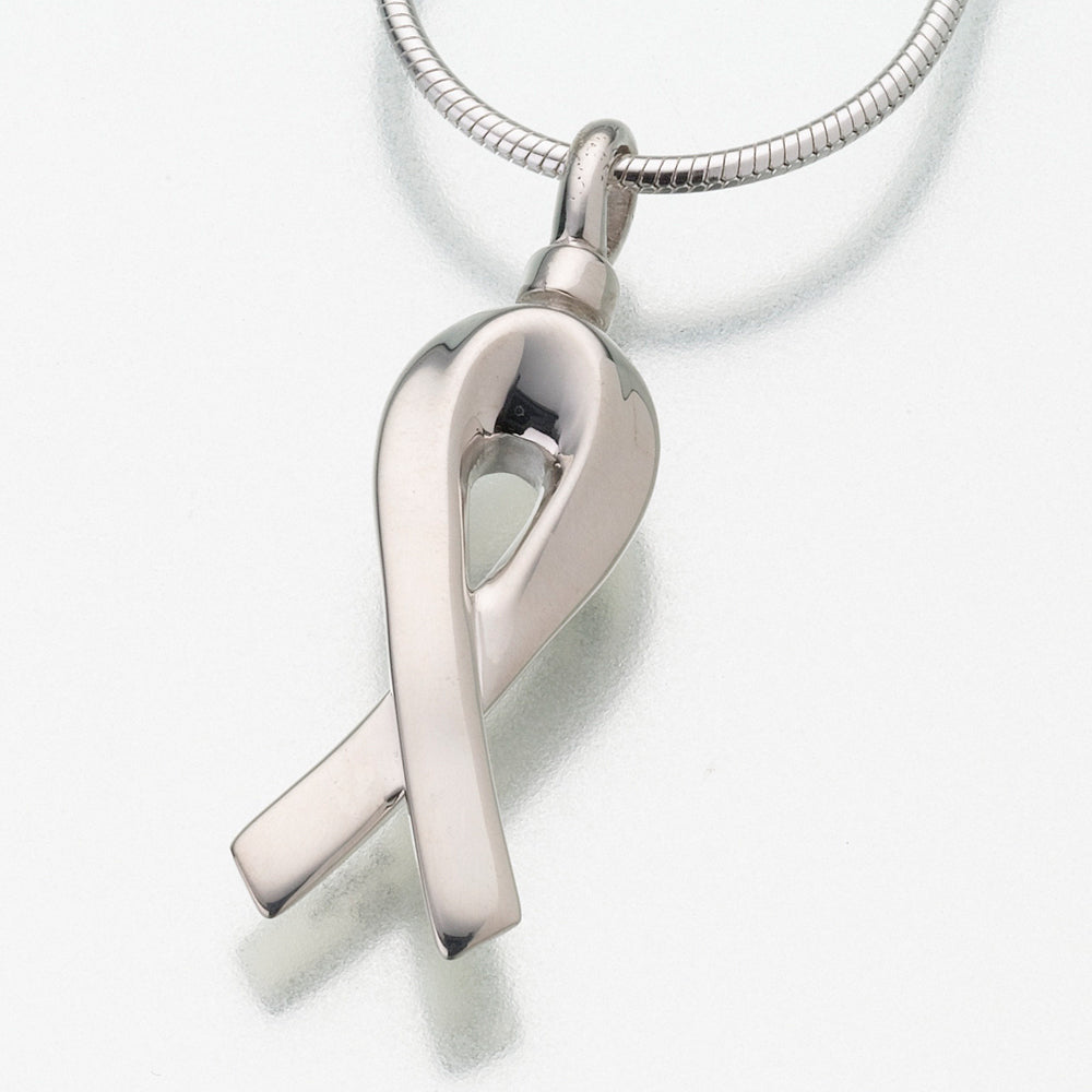 Sterling Silver Remembrance Ribbon Pendant Cremation Jewelry