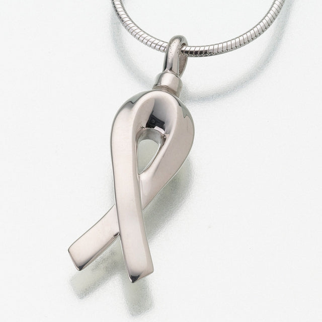 Sterling Silver Remembrance Ribbon Pendant Cremation Jewelry