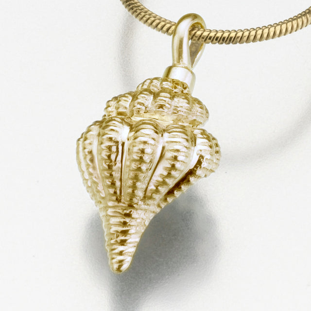 Gold Vermeil Conch Shell Pendant Cremation Jewelry