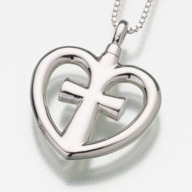 Sterling Silver Love Cross Pendant Cremation Jewelry