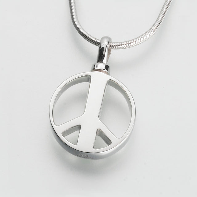Sterling Silver Peace Sign Pendant Cremation Jewelry
