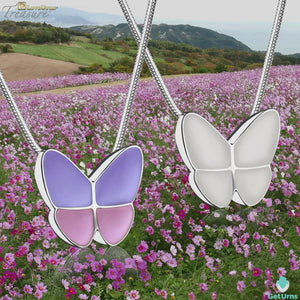 Wings of Hope™ Lavender Butterfly Shaped Sterling Silver Cremation Jewelry Pendants