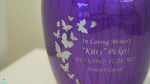 Adult Embrace Pearl Purple Butterfly Cremation Urn
