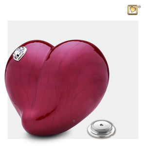 Adult LoveHeart Shaped Pink Cremation Urn with Circular Cap