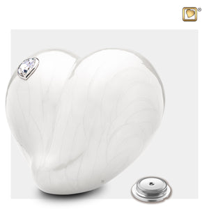 Adult LoveHeart Shaped Pearl Cremation Urn with Circular cap