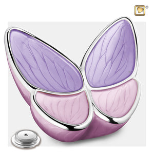 Adult Wings of Hope Butterfly Shaped Lavender Colored Cremation Urn with circular cap