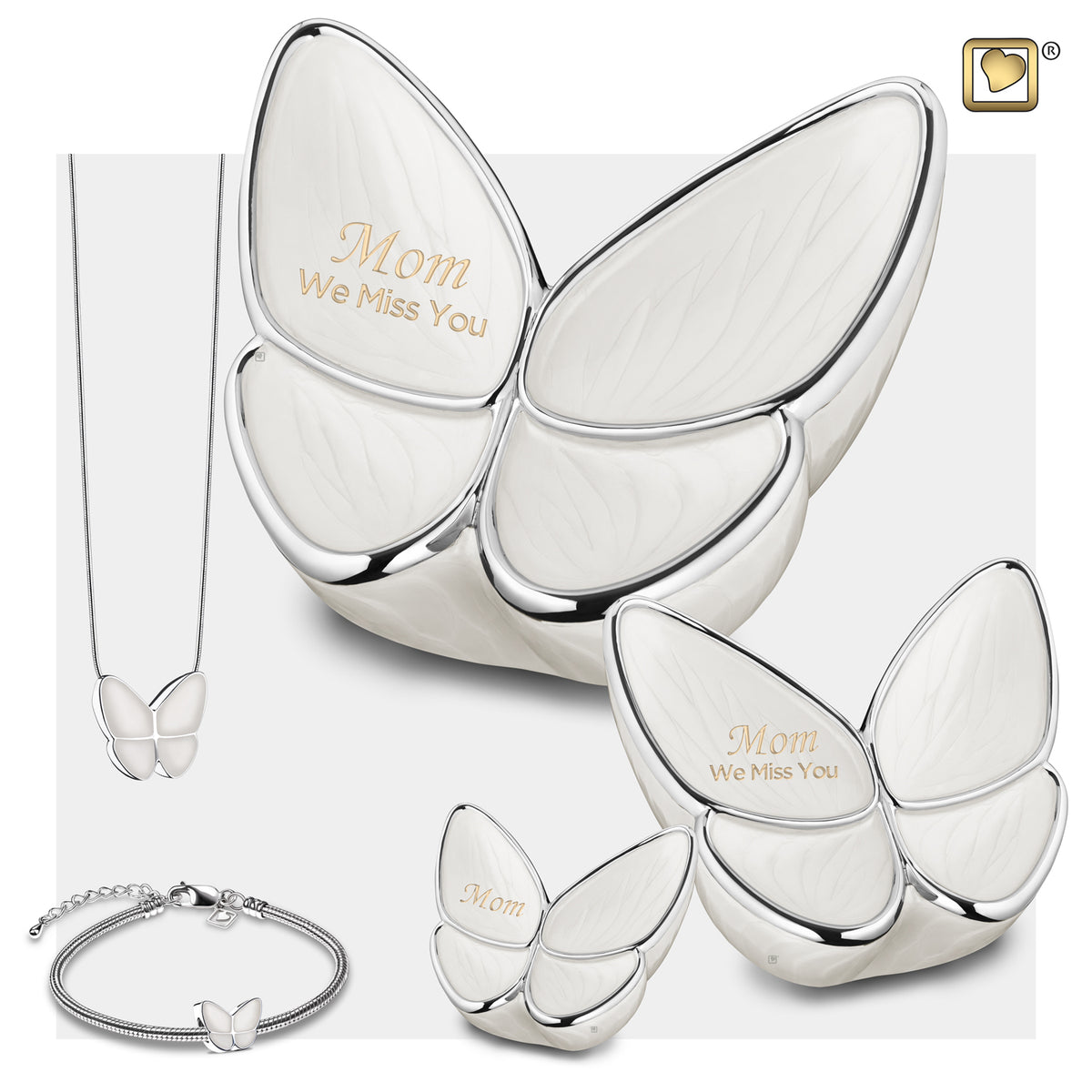 Medium Wings of Hope Butterfly Pearl Cremation Urn