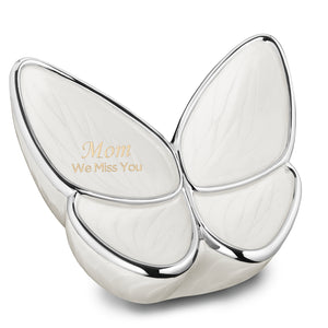 Adult Wings of Hope Butterfly Shaped Pearl Colored Cremation Urn