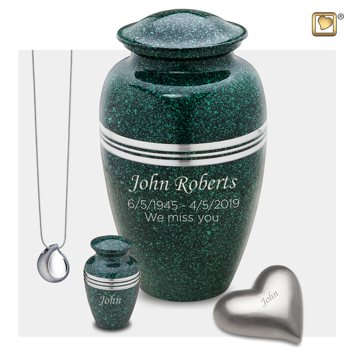 Keepsake Speckled Emerald Cremation Urn - COMFORT by LoveUrns