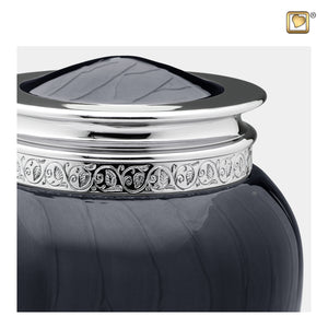 Upper part of Adult Blessing Midnight Black Colored Silver Cremation Urn