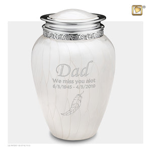 Adult Blessing Pearl White Colored Silver Cremation Urn