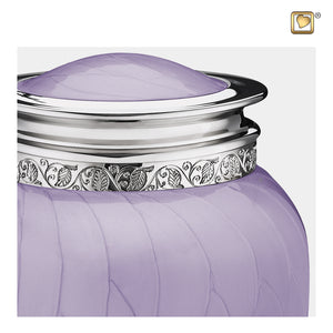 Upper part of Adult Blessing Pearl Lavender Colored Silver Cremation Urn