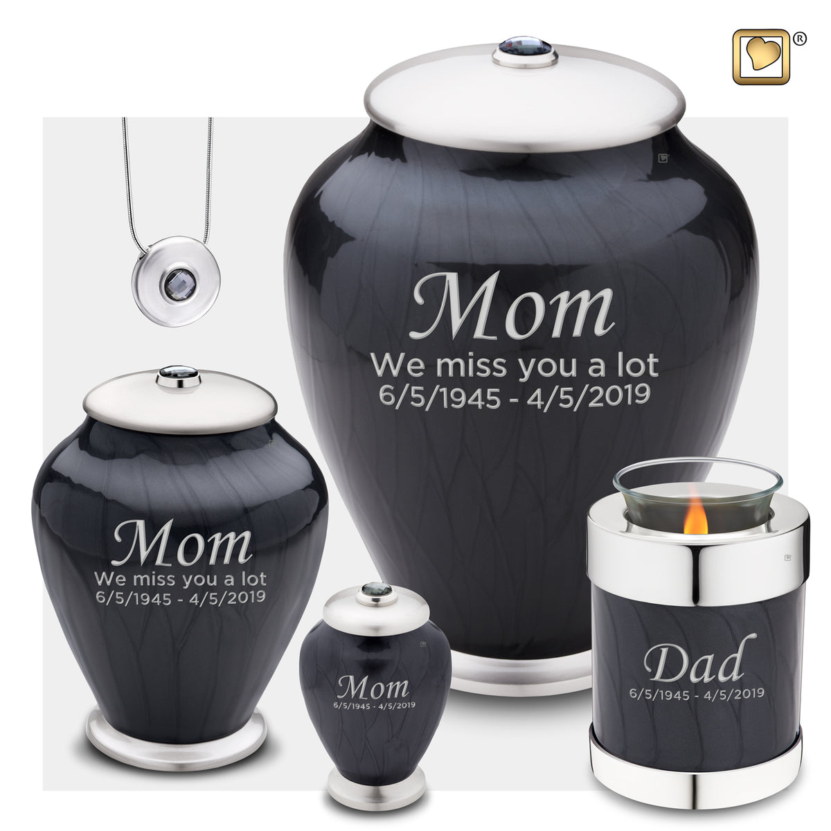 Keepsake Tall Simplicity Midnight Pearl Cremation Urn - COMFORT by LoveUrns