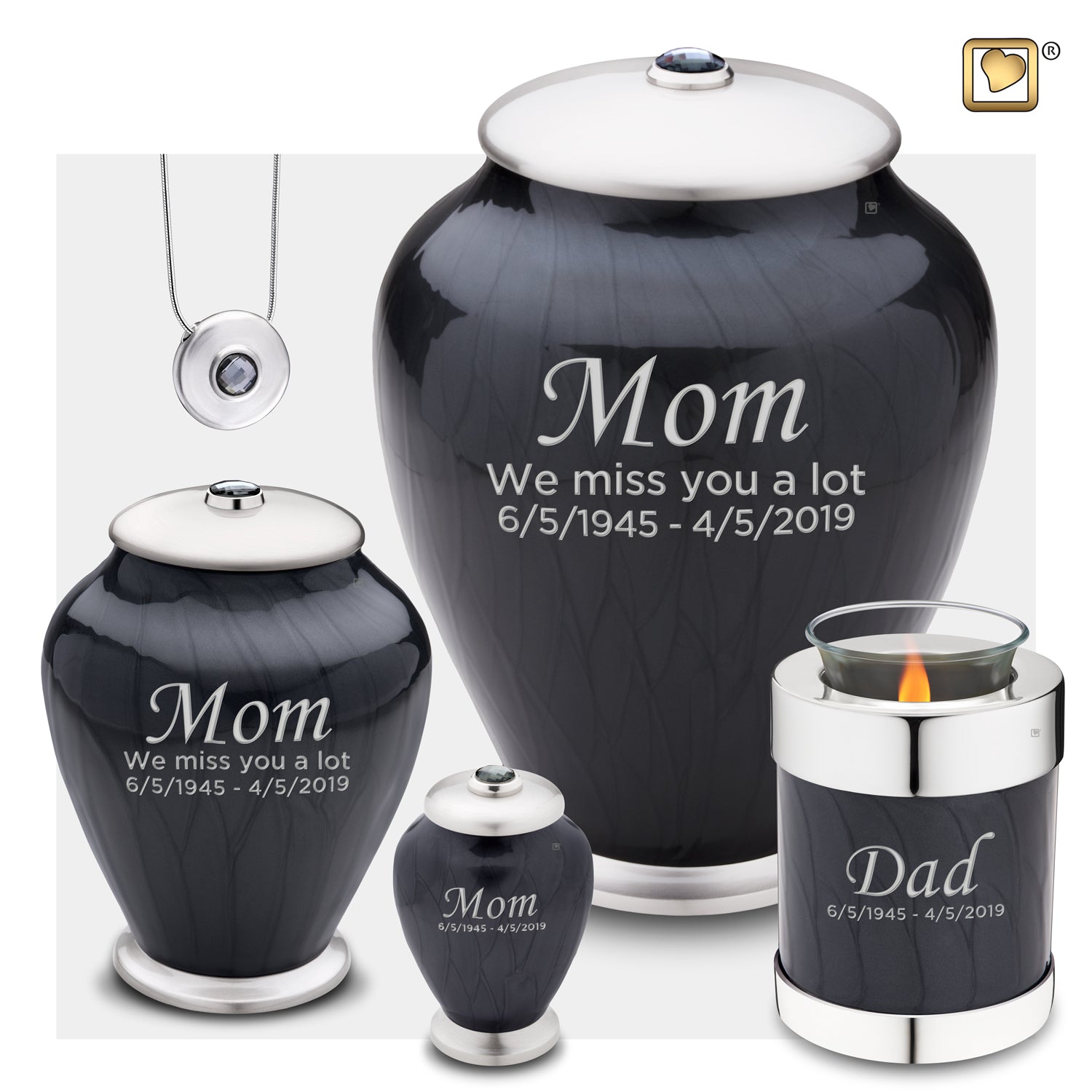 Keepsake Tall Simplicity Midnight Pearl Cremation Urn - COMFORT by LoveUrns