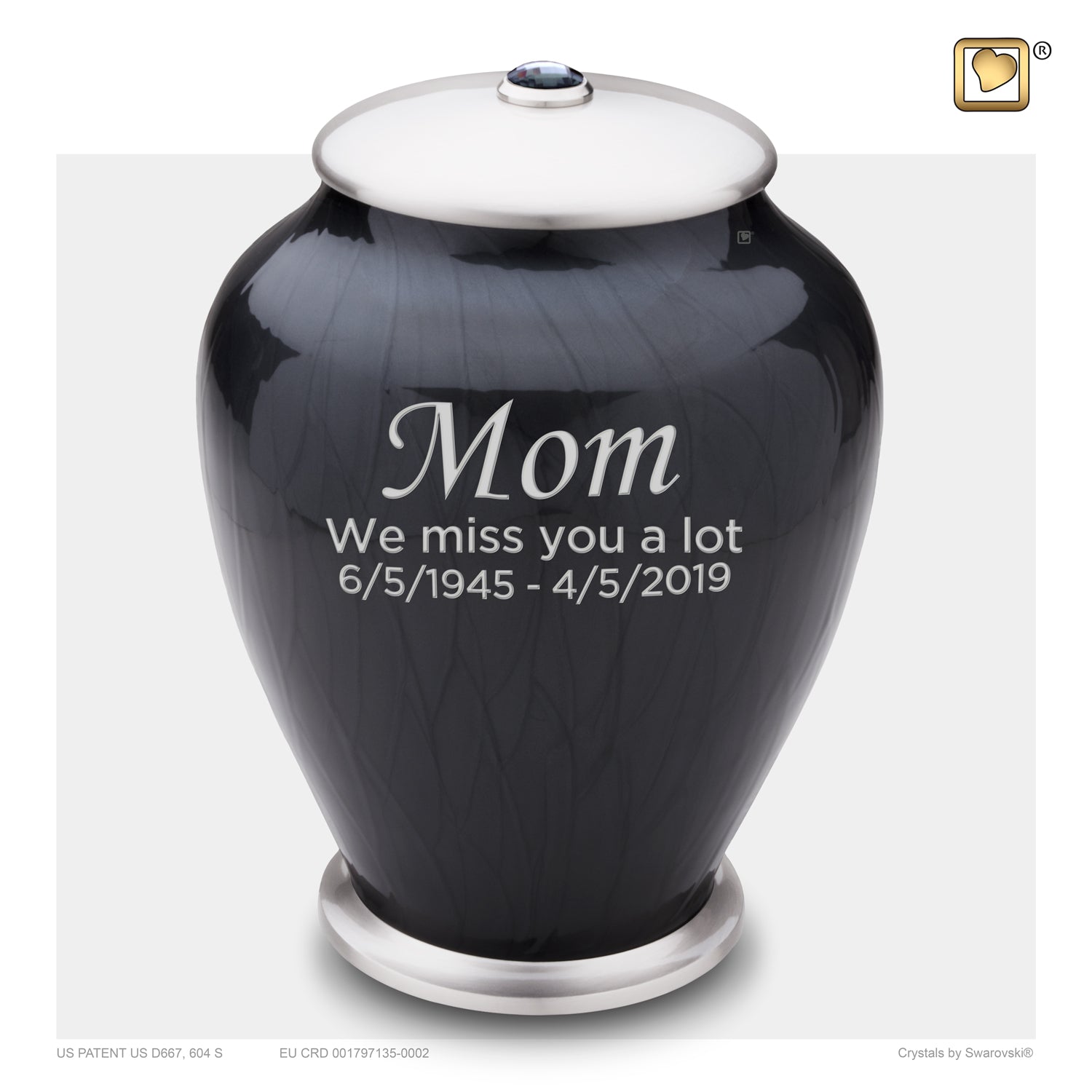 Adult Tall Simplicity Midnight Pearl Cremation Urn