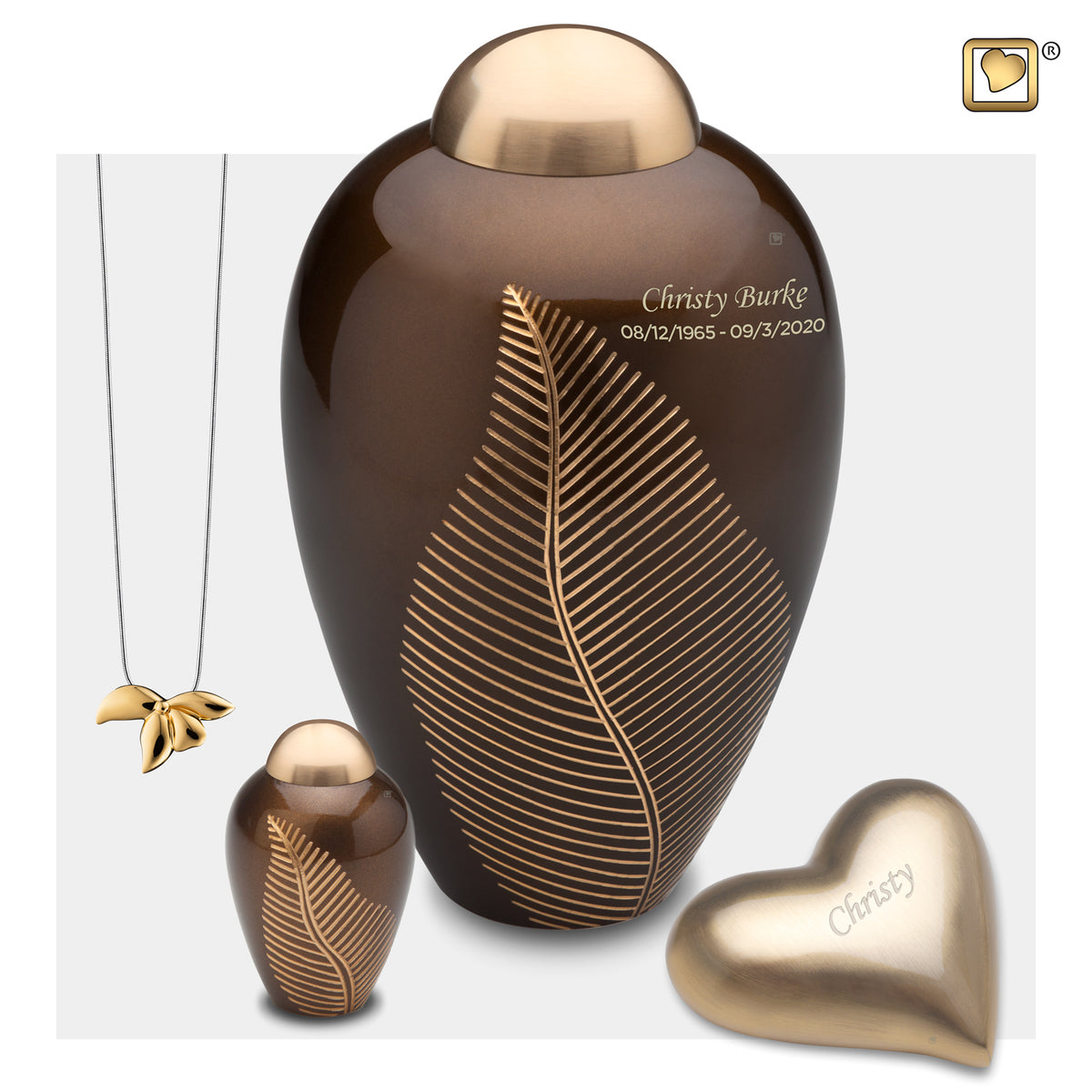 Adult Bronze Leaf Cremation Urn - COMFORT by LoveUrns